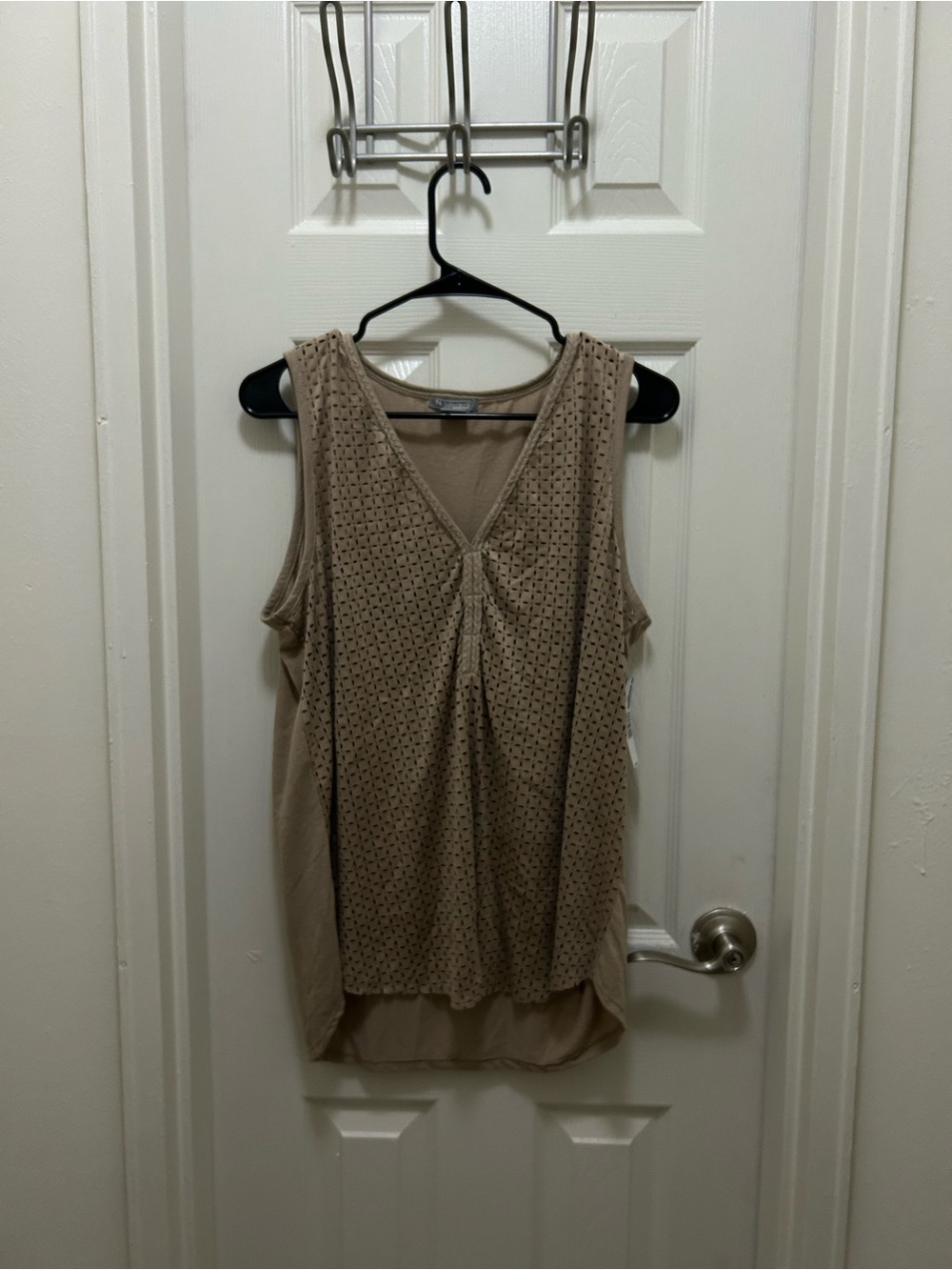 new directions Taupe Perforated V-Neck Sleeveless Tank